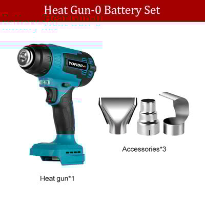 Ηλεκτρικό πιστόλι θερμότητας 2000W για Makita 18V μπαταρίας ασύρματο πιστόλι θερμού αέρα χειρός με 3 ακροφύσια Βιομηχανικό πιστολάκι μαλλιών για το σπίτι