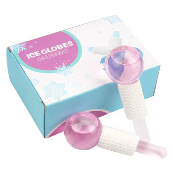 2 τεμάχια/Κουτί με ρολό χόκεϋ πάγου με κρύσταλλο Ενεργειακό μασάζ Beauty Facial Eye Crystal Ball Massager Water Wave Ice Globes Περιποίηση δέρματος