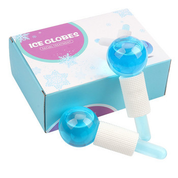 2 τεμάχια/Κουτί με ρολό χόκεϋ πάγου με κρύσταλλο Ενεργειακό μασάζ Beauty Facial Eye Crystal Ball Massager Water Wave Ice Globes Περιποίηση δέρματος