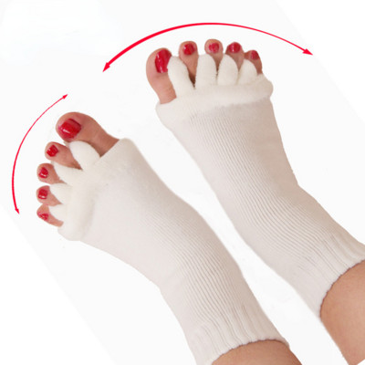 1Pora penkių pirštų skyrikliai pėdų kojinės Hallux Valgus Corrector Bunion Adjuster pėdų priežiūros išlyginimo tiesinimo kojinės