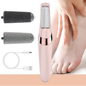 Elektromos lábreszelő daráló Dead Dry Skin bőrkeményedés eltávolító USB újratölthető lábpedikűr eszköz 2 cserélhető hengerfejjel