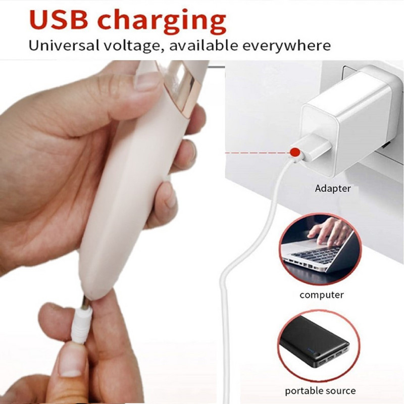 Elektromos lábreszelő daráló Dead Dry Skin bőrkeményedés eltávolító USB újratölthető lábpedikűr eszköz 2 cserélhető hengerfejjel