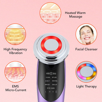 Συσκευές μασάζ προσώπου 7 σε 1 EMS RF Face Lift Devices Microcurrent Skin Rejuvenation Light Therapy Συσκευές ομορφιάς κατά της γήρανσης ρυτίδων
