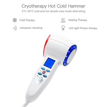 Υπερηχητική κρυοθεραπεία Ζεστό κρύο σφυρί Facial Lifting Shrink Pore Massager Face Blue Photon Θεραπεία Ακμής Μηχάνημα περιποίησης ομορφιάς