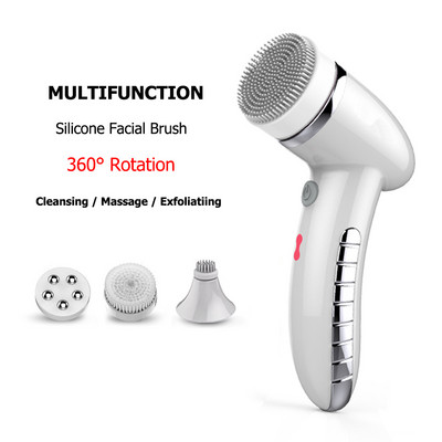 4 az 1-ben elektromos centrifugáló kefe készlet Biztonságos mosás arctisztító kefe IPX6 USB-aljzat a bőr mélytisztításához Távolítsa el a mitesszert