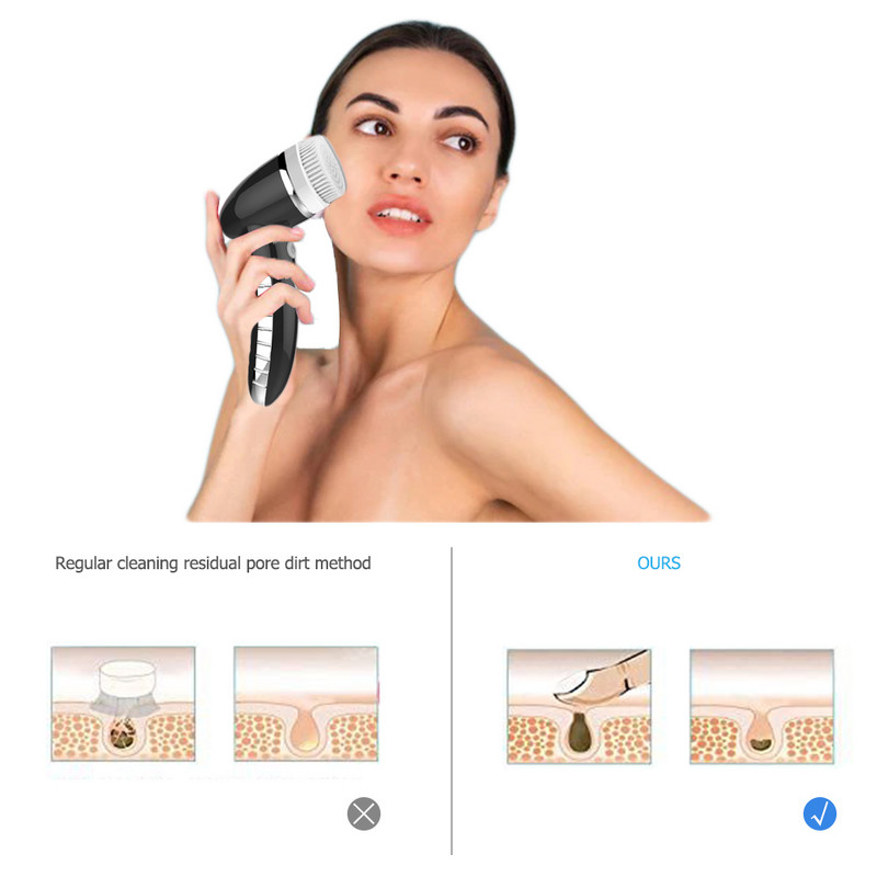 4 az 1-ben elektromos centrifugáló kefe készlet Biztonságos mosás arctisztító kefe IPX6 USB-aljzat a bőr mélytisztításához Távolítsa el a mitesszert