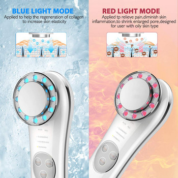 7 в 1 масажор за лице Машина за повдигане на лицето EMS Микроток Галванично устройство за стягане на лицето Червена и синя светлина Инструменти за грижа за кожата