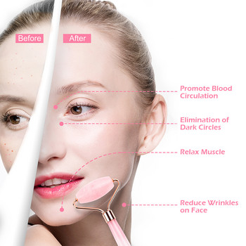 Mute Rose Quartz Facial Roller Jade Roller Face Massager for Face Eyes Бузи Чело Шия Намаляване на бръчките Кожа Инструмент за грижа за тялото