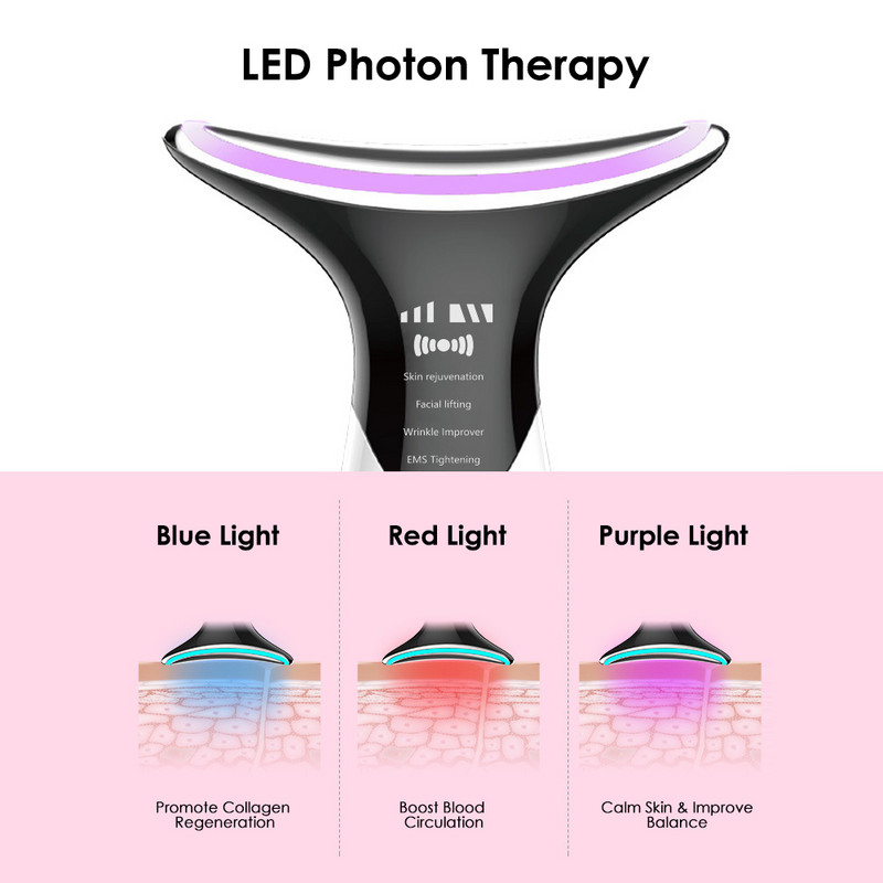 EMS Neck Anti Wrinkle Face Lifting Beauty Devices LED foton terápiás bőrfeszesítő arcmasszírozók Dupla áll eltávolító eszközök