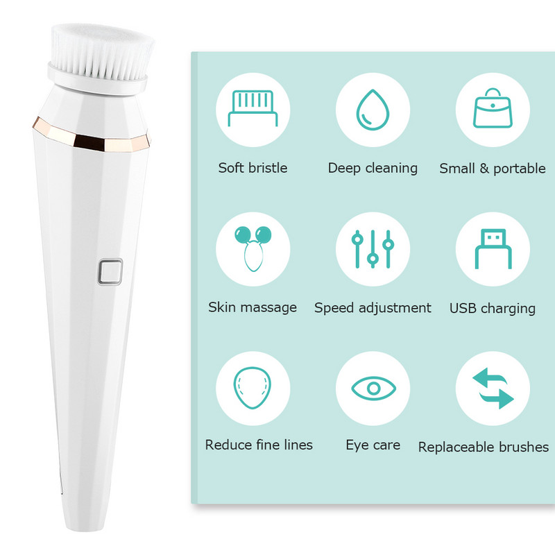 4 az 1-ben Electric Clean arckefe Arcfeszesítő hámlasztó tisztító Sonic Massager Cleaner 4 fejes készlet arcbőrápoló