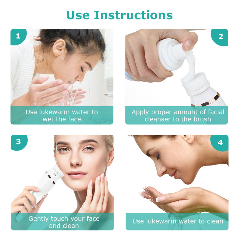 4 az 1-ben Electric Clean arckefe Arcfeszesítő hámlasztó tisztító Sonic Massager Cleaner 4 fejes készlet arcbőrápoló