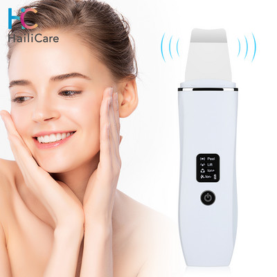 Scrubber cu ultrasunete pentru piele Peeling Dispozitiv de îndepărtare a punctelor negre Curățare profundă a feței Dispozitiv de curățare a porilor cu ioni cu ultrasunete pentru acnee Demachiant facial cu lopată
