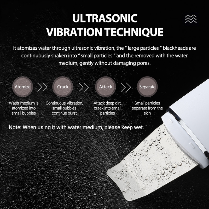 Ultrahangos bőrradír peeling mitesszer eltávolító mély arctisztító ultrahangos ionos akne pórustisztító arctisztító lapáttal