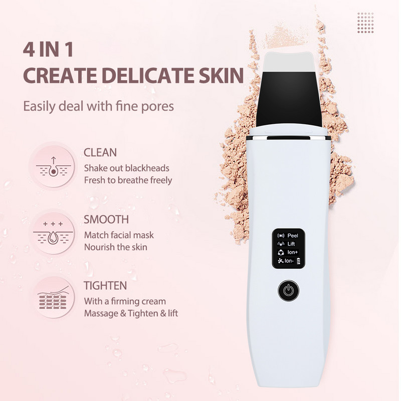Ultrahangos bőrradír peeling mitesszer eltávolító mély arctisztító ultrahangos ionos akne pórustisztító arctisztító lapáttal