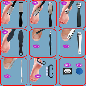 10 σε 1 Επαγγελματικό κιτ περιποίησης ποδιών Σετ εργαλείων πεντικιούρ από ανοξείδωτο ατσάλι Foot Rasp Foot Dead Skin Remover Clean Kit Care Nail Toena