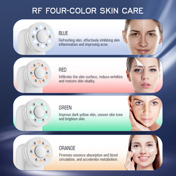 RF EMS масажор за лице LED светлина Подмладяване на кожата Лифтинг Стягане Студена ултразвукова терапия с лонтофори Грижа за кожата Устройство за красота