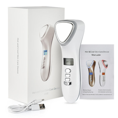 LED Face Lifting Forró Hideg Arc Bőrápoló Masszírozó Kalapács Ultrahangos Krioterápia Arc Vibráció Piros Kék Fény Ion Beauty Devic