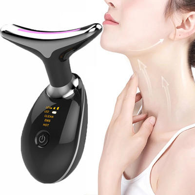 Neck Face Massager 3 Color LED Photon Therapy Skin Tighten Reduce Double Chin Anti Writkle Remove Neck Lift Συσκευή περιποίησης δέρματος