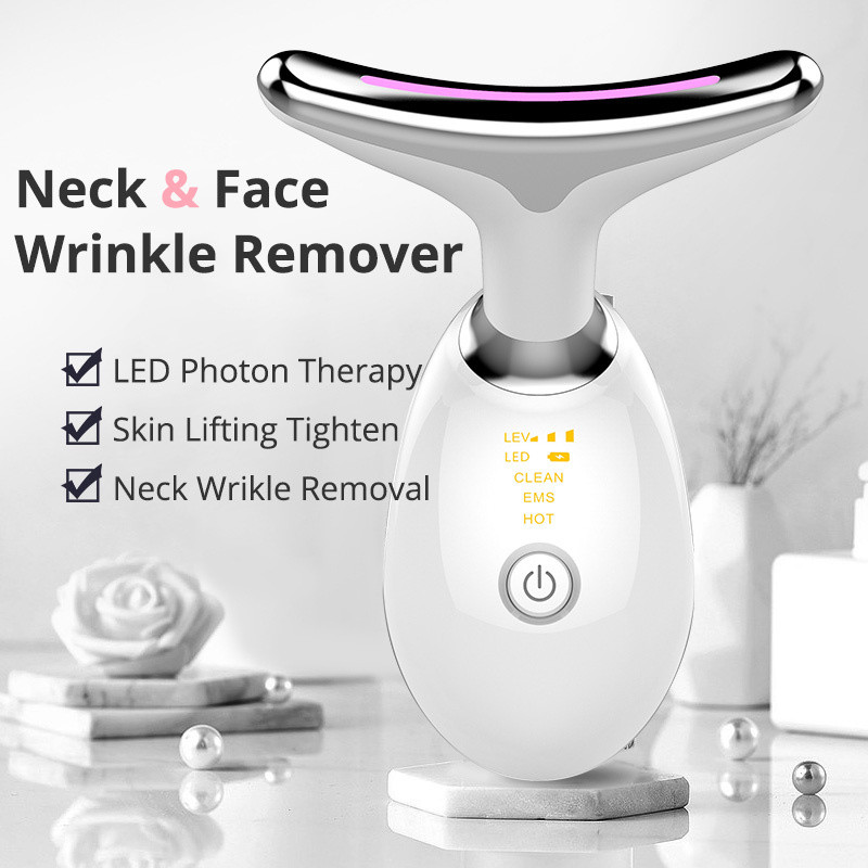 Masažer za vrat i lice 3 boje LED Photon Therapy Skin Tighten Reduce Double Chin Anti Wrinkle Remove Neck Lift Uređaj za njegu kože