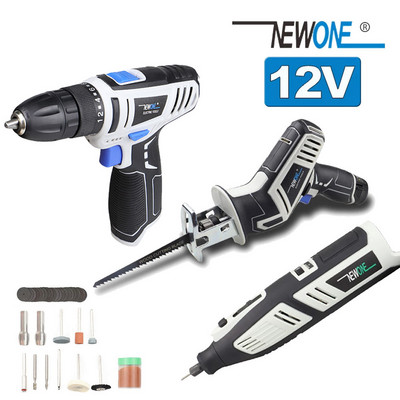 NEWONE Mini gręžtuvas elektrinis kintamo greičio sukamasis medienos apdirbimo įrankis su lenkiškais priedais 12V serijos plikieji elektriniai įrankiai