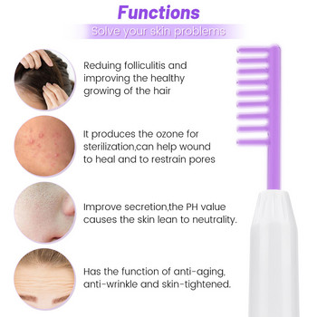 Συσκευή προσώπου υψηλής συχνότητας Violet Handheld Facial Wand Machine Violet Ray Argon Acne for Beauty Acne Spot Wrinkles Hair Care
