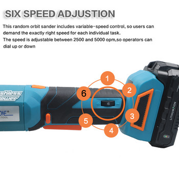 20V Cordless Brushless Polisher Ρυθμιζόμενης ταχύτητας Μηχάνημα γυαλίσματος αυτοκινήτου Dual Action Orbital 5inch Machine Waxing Automobile