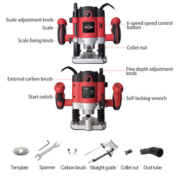 220V 2100W Electric Hand Trimmer Router Edge Wood Laminate 30000RPM 1/4inch 6,35mm Palm Router Joiners Tool Woodworking NEWONE