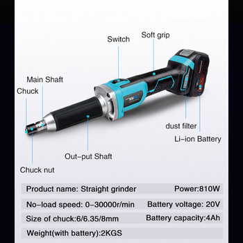 Μύλος χωρίς ψήκτρες NEWONE 20V Max με κολέτα 6mm, λείανση και στίλβωση 810W για μεταλλική επιφάνεια σκάλισμα ρίζας νεφρίτη