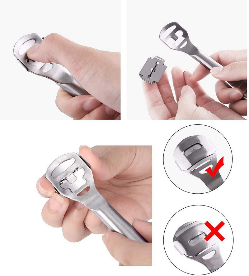 Rozsdamentes acél pedikűr szerszámkészlet lábápoló bőrkeményedés eltávolító kemény bőr vágó borotva pedikűr kés + penge készlet