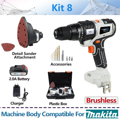 Κρουστικό κλειδί κρουστικού τρυπανιού χωρίς ψήκτρες 20V Πολυεργαλείο Αλυσοπρίονο κυκλικό πριόνι Ηλεκτρικό τρυπάνι ταλαντευόμενο εργαλείο ποντικιού τριβείο για 18V Makita