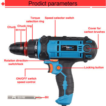 220V Torque Drill 300W Electric Power Drill with 28 pcs Variable Speed Driver DIY Power Tools Electric Driller Tool