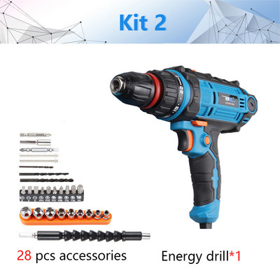 220V Torque Drill 300W Electric Power Drill with 28 pcs Variable Speed Driver DIY Power Tools Electric Driller Tool