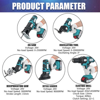 10-σε-1 Combo κιτ 20V Ηλεκτρικό εργαλείο Εφαρμογή 18V Makita ταλαντευόμενο εργαλείο παλινδρομικό πριόνι σέγα Αλυσοπρίονο Τρυπάνι κυκλικό πριόνι NEWONE