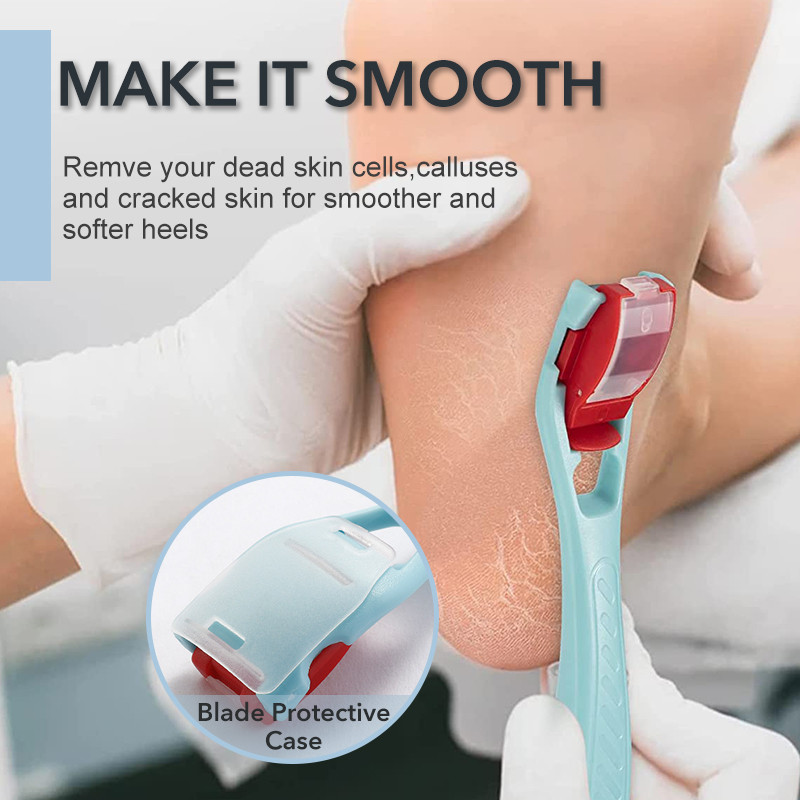 1db láb bőrkeményedés borotva kaparó sarok kemény bőr eltávolító borotva korpás tárolóval 10db cserélhető pengékkel pedikűr ápoló eszközök