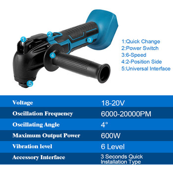 Ηλεκτρικό ψαλιδάκι/φτυάρι/πριονο κοπής 18V ασύρματης ταλάντωσης πολλαπλών εργαλείων για πολυλειτουργικό ηλεκτρικό εργαλείο Makita με μπαταρία 18V