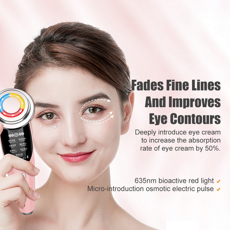 7In1 EMS mezoterapija veido LED šviesos terapija Electropora raukšlių šalinimas odą stangrinanti priežiūra grožio akių veido pakėlimo masažuoklis