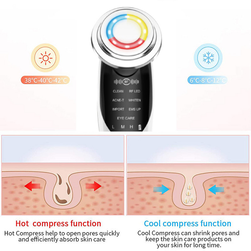7In1 EMS mezoterapija veido LED šviesos terapija Electropora raukšlių šalinimas odą stangrinanti priežiūra grožio akių veido pakėlimo masažuoklis