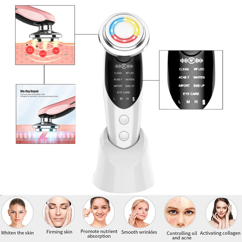 7In1 EMS mezoterapija veido LED šviesos terapija Electropora raukšlių šalinimas odą stangrinanti priežiūra grožio akių veido pakėlimo masažuoklis