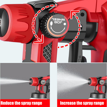 600W Ηλεκτρικό πιστόλι ψεκασμού HVLP Πιστόλι βαφής υψηλής ισχύος Ηλεκτρικό ψεκαστήρα χρωμάτων Έλεγχος ροής 1000ml Χωρητικότητα για μπαταρία Makita 18V