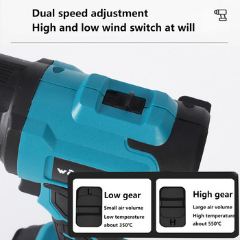 18V Cordless Heat Gun Professional Hot Air Gun Ρυθμιζόμενη θερμοκρασία για DIY Αφαίρεση Βαφής Συρρίκνωση για μπαταρία Makita 18V