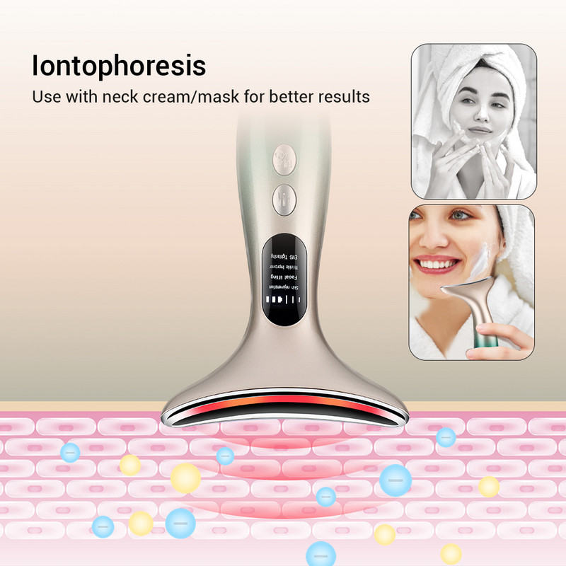 EMS Microcurrent Face Neck Beauty Device LED foton feszesítő fiatalító ránctalanító vékony dupla állú bőrápoló arcmasszírozó