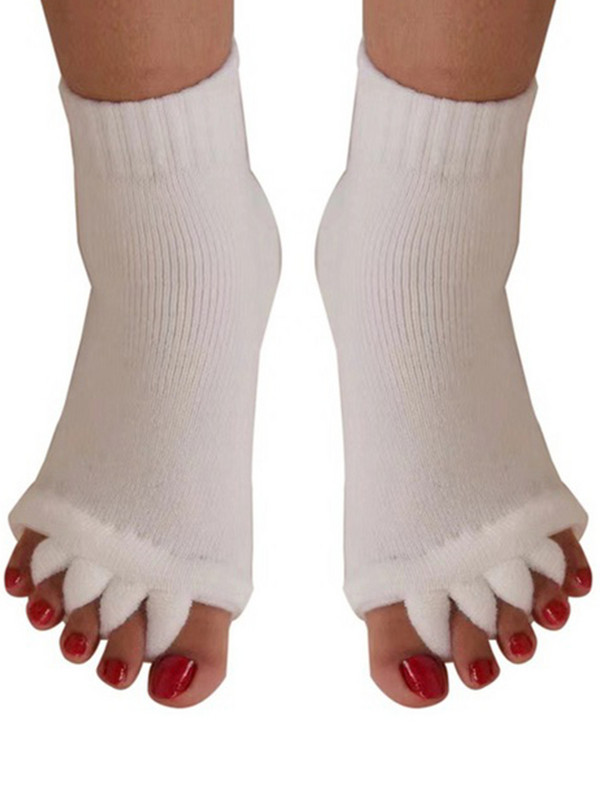 1Pár Öt lábujj elválasztó Lábzokni Hallux Valgus Corrector Bunion Adjuster Lábápoló Alignment Hajegyenesítő Zokni Lábápolás