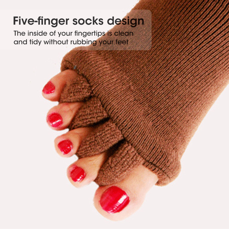 1Pár Öt lábujj elválasztó Lábzokni Hallux Valgus Corrector Bunion Adjuster Lábápoló Alignment Hajegyenesítő Zokni Lábápolás