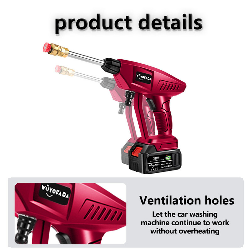 30BAR Безжична автомивка с високо налягане Автомивка Спрей Воден пистолет Преносима миячка с високо налягане за Makita 18V батерия