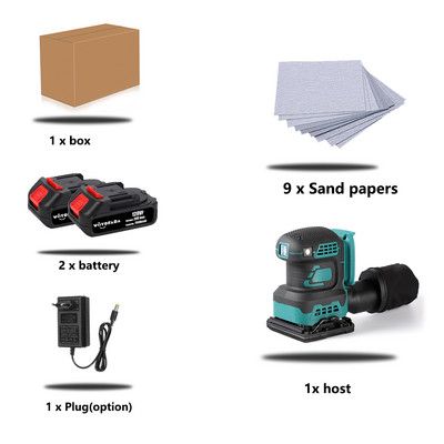 300 W шлифовъчна машина Електрическа шлифовъчна машина шлифовъчна машина с 9 бр. шкурка Силна прахоуловителна машина за полиране за Makita 18V батерия