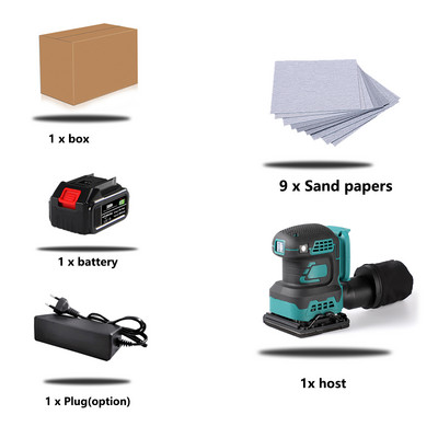 300 W шлифовъчна машина Електрическа шлифовъчна машина шлифовъчна машина с 9 бр. шкурка Силна прахоуловителна машина за полиране за Makita 18V батерия