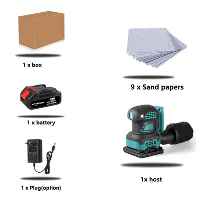 300 W шлифовъчна машина Електрическа шлифовъчна машина шлифовъчна машина с 9 бр. шкурка Силна прахоуловителна машина за полиране за Makita 18V батерия