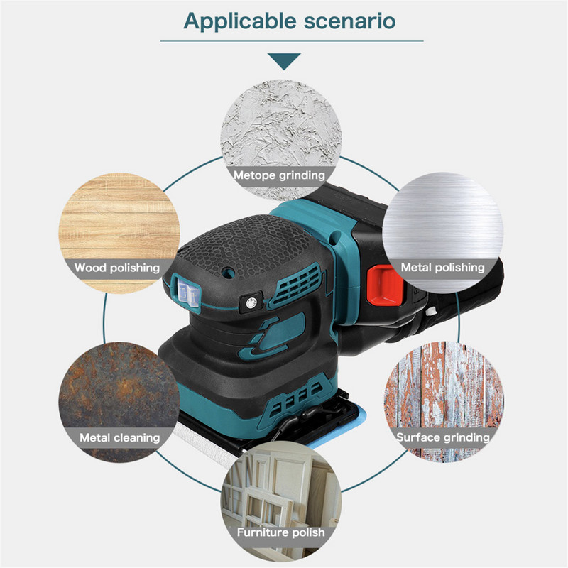 300 W шлифовъчна машина Електрическа шлифовъчна машина шлифовъчна машина с 9 бр. шкурка Силна прахоуловителна машина за полиране за Makita 18V батерия