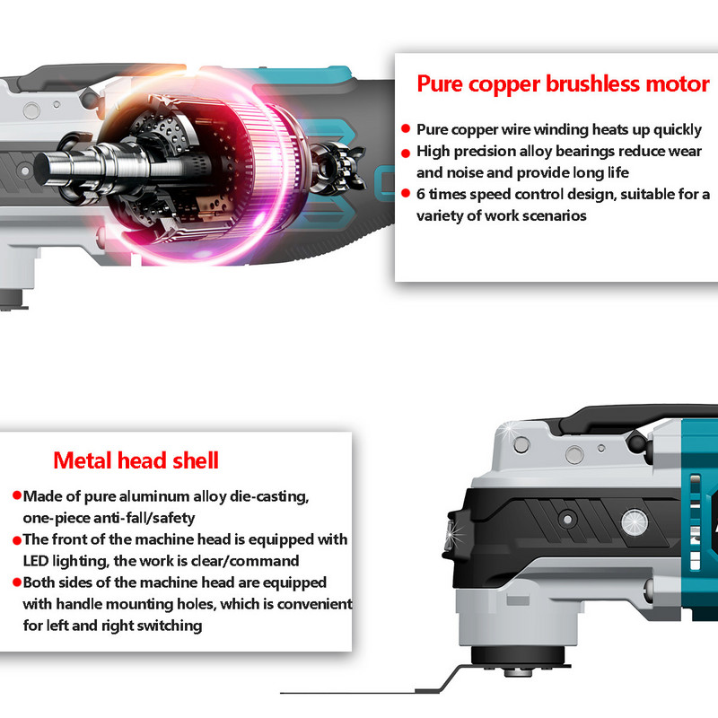 Безчетков многофункционален инструмент Осцилиращи многофункционални инструменти Електрически тример за декорация на дома Електрически трион за Makita 18V батерия