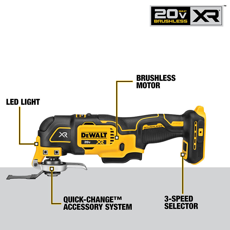 DEWALT DCS356B осцилиращ многофункционален инструмент без четки 18V с максимална променлива скорост Многофункционален електроинструмент Universal Treasure Tools Only